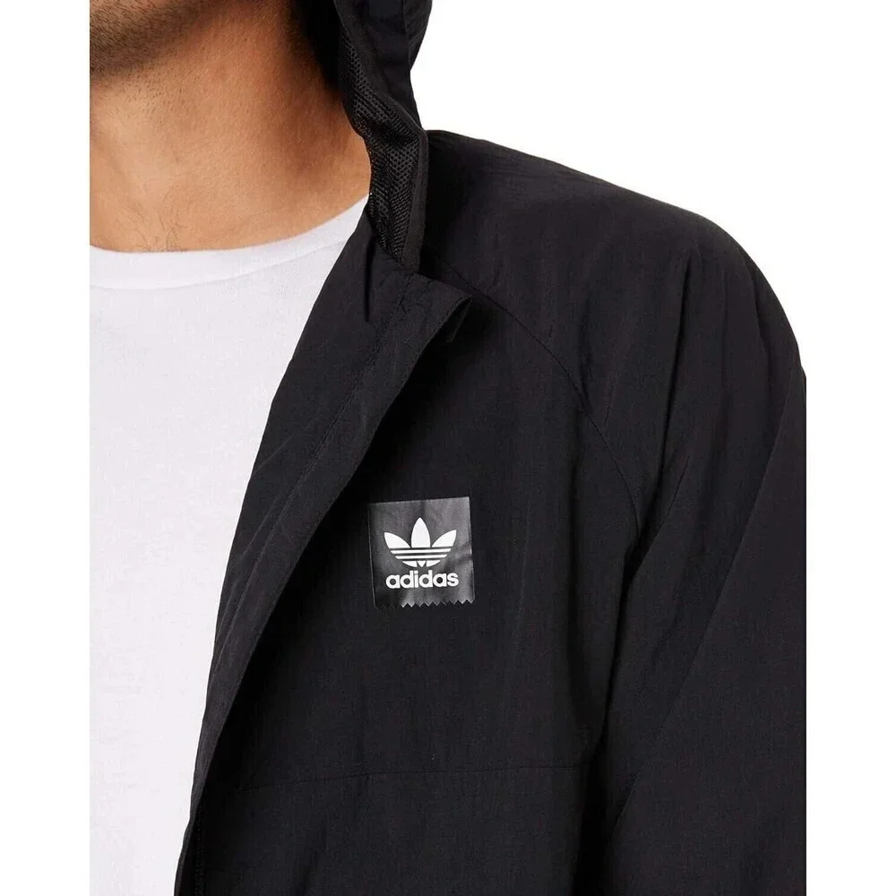 Adidas Dekum Packable Hooded Windbreaker Jacket Black‎ Size Small